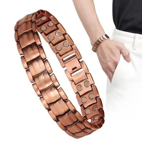 Magnetarmband für Männer, Robuste Kupferarmbänder mit Starker Magnetkraft, verstellbare Größe mit Geschenkbox, Stilvolles Herren Schmuck Accessoire für Fitness Golf Tennis Väter Senioren