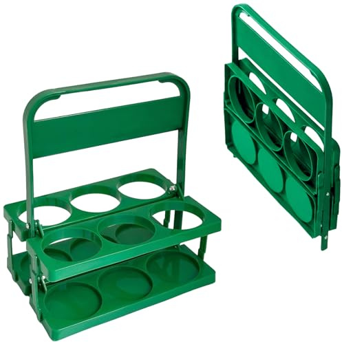 Orrdiffi Flaschenträger Faltbar 6 Flaschen Kunststoff Getränketräger Grün | 6 Getrennte Flaschenplätze für Sicheren Halt, für Bier Wasser Limo und Sportflaschen, für Picknick Camping und Catering
