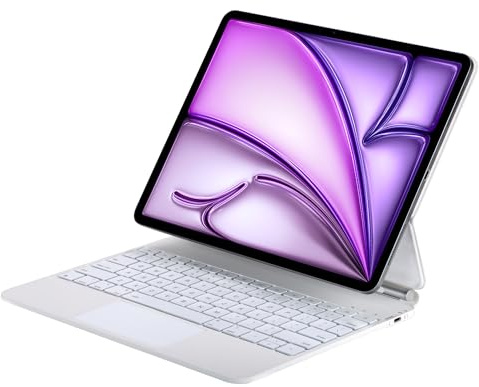Seagtigau Deutsches QWERTZ-Layout Magic Keyboard Case für iPad Air 13 Zoll (M4/M3/M2, 2026/2025/2024) und iPad Pro 12,9 (3., 4., 5., 6. Gen), magnetische Tastaturhülle mit Trackpad, beleuchtet, Weiß