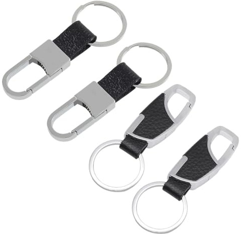 JEWEDECO Schlüsselanhänger Stilvoller Schlüsselring mit Karabinerhaken 4 Stück aus Zinklegierung Robust und Formstabil Schwarz für Alltag und Praktischen Einsatz