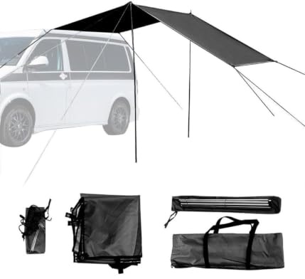 Auto-Markise Sonnendach, robuste Markise, Mit dreipoligen Design und starkem feuerhemmendem 210D-Gewebe, passend für Wohnmobil, Wohnmobil, Vans und SUV