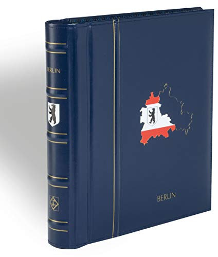 Leuchtturm 308978 Vordruckalbum mit Klemmtaschen Berlin 1948-1990, für deutsche Briefmarken, Inkl. Schutzkassette, blau