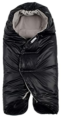 7AM Enfant Baby Car Seat - Nido Quilted Baby carier Cover, Hooded Soft Plush Lining, Stroller | (Black Quilted, Large 6-18M)