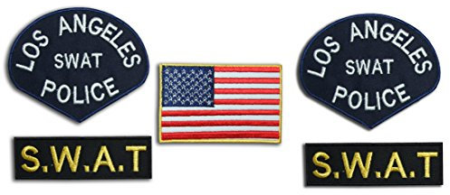 Flicken zum Aufbügeln, LAPD Los Angeles California Polizei SWAT Team für Kostüme/Airsorft (5 Flicken) von Onekool