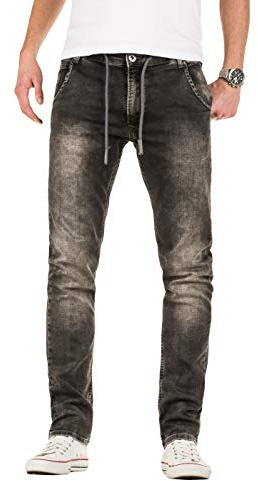 WOTEGA Herren Sweathose in Jeansoptik Joshua - Slim Fit Herrenhose, Grau (Raven Grey 19000), W30/L34