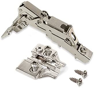 Emuca 1015207 Pack aus 2 Topfscharnieren Ø35mm 165° mit sanftem Verschluss für sich überlappende Türen und Euro-Zusätze zum Festschrauben mit Verbindergehäuse