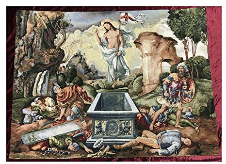 Lnxp Wandteppich Gobelin Jesus Christus Auferstehung resurrezione Arazzo Tapisserie 136x102 cm Wandbild Wanddeko Retro Replikate
