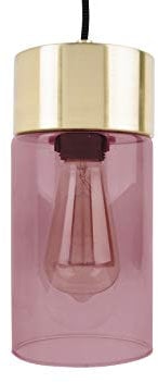 Leitmotiv Lámpara de techo LAX de cristal rosa, base dorada, altura 24,5 cm y diámetro 12 cm