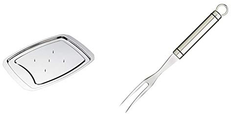 MasterClass Spiked Carving Tray in Gift Box + KitchenCraft Professional Meat Serving Fork