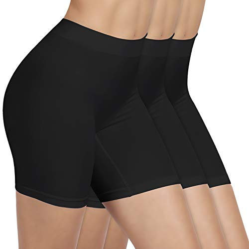 SIHOHAN Radlerhose Damen kurz, Unterhosen mit Bein Boxershorts Damen Kurze Leggings Shorts, Unterziehhose Hose unter Kleid Radler Unterwäsche, hohe Taille und Bequem(3 X Schwarz,M)