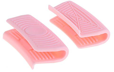 2 Pezzi Presine da Cucina in Silicone Antiscivolo Isolante Termico Coprimanici Pentole Presine Pentole Silicone Utensili da Cucina (Rosa)