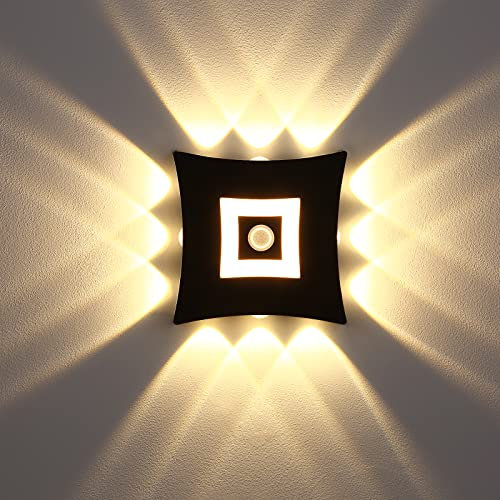 ENCOFT LED Aussenleuchte mit Bewegungsmelder 18W Außenlampe Schwarz Außenbeleuchtung mit Bewegungsmelder Wandlampe IP65 Wasserdicht Außenleuchte Warmes Licht 3000K für Garten/Flur/Treppen