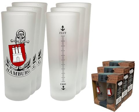 3forCologne Schnapsgläser 6,5cl | 6er Set | Hamburg Anker | Pinnchen, Shotgläser, Tequila, Vodka, Obstler, Grappa, in einer Geschenkverpackung.| MADE IN GERMANY