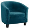 Qiden Housse Fauteuil Cabriolet et Crapaud en Velours - 2 Pièces avec Housse De Coussin - Couvre Extensible pour Club et Salon - Bleu Vert