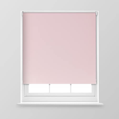 A.Unique Home Premium Trimmable Thermal Blackout Roller Window Blind in a Variety of Colours and Sizes Ideal for any Room - 3FT - Blush Pink - 90cm (W) x 170cm (L) | 35.4 (W) x 66.9 (L)