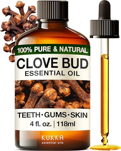 Kukka Clove Oil for Teeth and Gums - 118ml - 100% Pure Natural Clove Essential Oil - Steam Distilled from Flower Buds for Potency - A Perfect Solution for Oral Care, Hair, Diffuser & DIY Soap Making