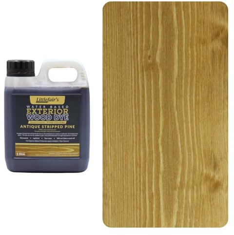 Littlefair's Wood Stain Water Based - 1ltr - Outdoor Furniture Wood Dye - Light & Dark Finishes - Non Toxic & Eco Friendly Formula - Exterior Wood Stain for Crafts - Colour: Antique Stripped Pine
