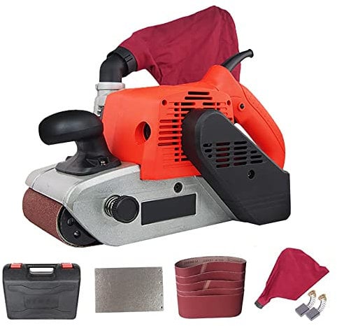 1380W Belt Sander, 4 Inch Belt Industrial Grade Sanding Machine, Household Portable Small Sandpaper Plane Polishing Polisher, with Dust Bag & 5Pcs Sanding Belts
