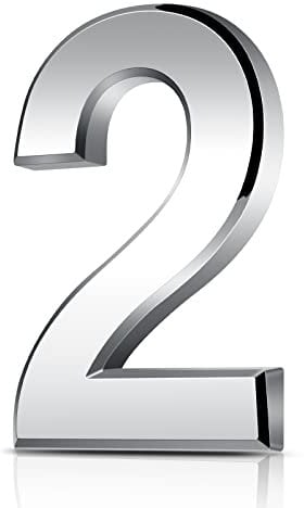 Vicloon Hausnummer, 2 in Silber Acryl Hausnummer,Höhe 7.5cm, Selbstklebende Haus-Nummer, für Tür, Briefkasten, Außen, Anti-Friktion, Wetterfest