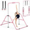 GYMMAGE Barras de gimnasia con almohadilla, barra de entrenamiento para niños, equipo de gimnasia para jardín en casa, barra horizontal plegable de altura ajustable con anillos de gimnasia para niños
