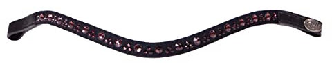 QHP Stirnriemen Stirnband Astana Leder Wellenform Strasssteine (Vollblut, Raspberry)