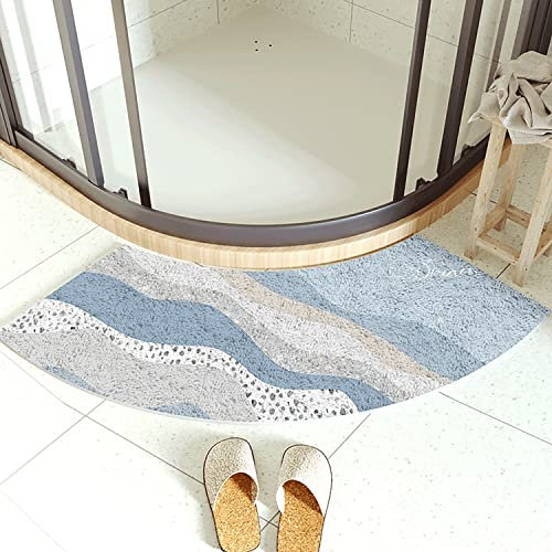 KAYBTNT Eckdusche Duschvorleger, 100 x 45 cm Badezimmerteppich Gebogene Badematte, Halbrund Duschvorleger, Waschbar Badvorleger rutschfest Duschmatte Badteppich,Style f