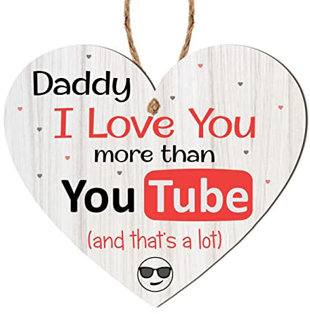 Pixie's Gifts Schild mit Aufschrift Daddy I Love You More Than – wählen Sie aus TikTok, YouTube, Facebook, Snapchat (And That's a Lot!) – Perfekt für Vatertag, Geburtstage oder Weihnachten (Youtube)