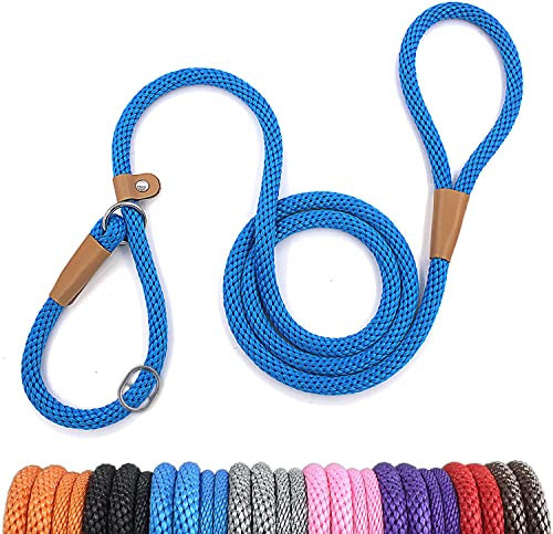 lynxking Schleppleine für Hunde Hundeleine Retrieverleine Führleine Zugleine für kleine mittelgroße große Hunde (Blue, Zugstopp-1.3cm x 150cm)