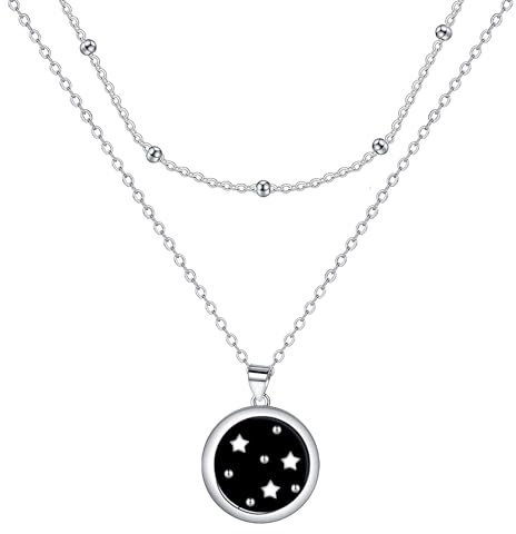 J.MUEN Stern Kette für Damen 925 Sterling Silber Doppel Layered Halskette mit Schmuck Geschenk Geschenkbox