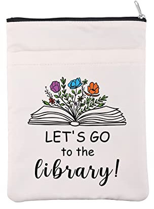 Library Librarian Book Sleeve Librarian Book Cover Reader Gift Book Club Gift Book Reading Gift Bibliophile Gift Let's Go To The Library Zipper Pouch Regalo per Bookish Bookworm (Library BM)