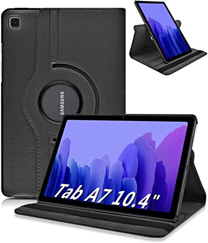 MOBISTAR Rotating Case for Samsung Galaxy Tab A7 10.4'' 2020 Model (SM-T500/T505) Premium PU Leather 360 Degree Stand Cover with Auto Sleep/Wake, Black (Black)