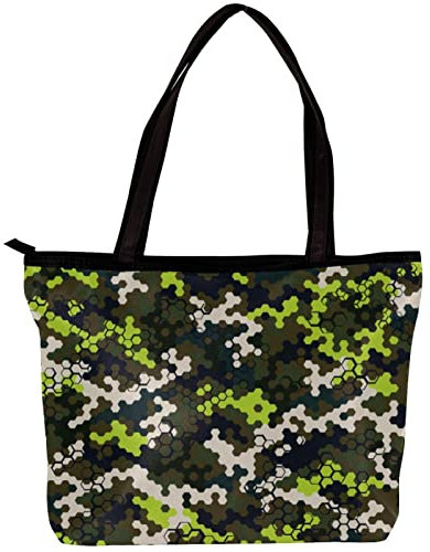 TBOUOBT Handtaschen für Damen Mode Tragetaschen Umhängetasche Satchel Taschen,Hexagon geometrische Tarnung