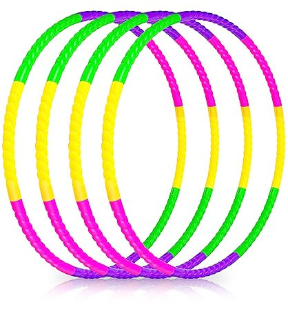Toy Color Hoop for Kids Toys Exercise Hoop Rings Adjustable & Detachable Weight Size for Party Toys Indoor Outdoor Activities Colorful Hoops for Gymnastic Classroom School Sports Games (4P Set)