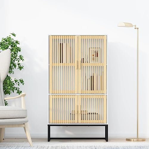 CIADAZ Highboard, Sideboard Wohnzimmer, Schlafzimmer Kommode, Bücherschrank, Wohnzimmerschrank, Hochschrank, Wohnschrank, Weiß 70x35x125 cm Holzwerkstoff