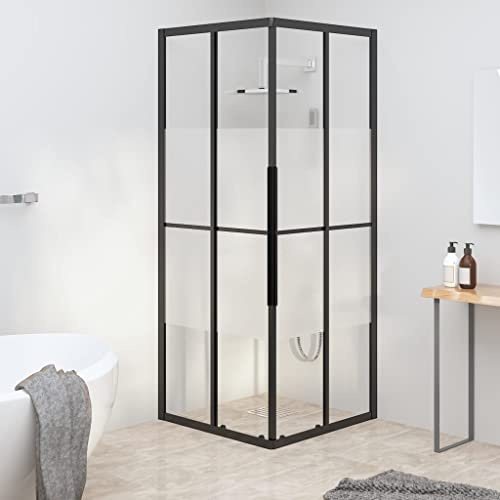 Wohnmöbel Duschkabine Halbmattiert ESG 70x70x180 cm Größe Schwarz