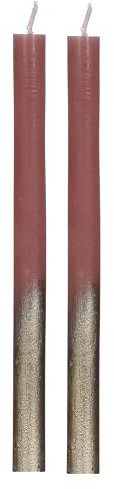 COMFORDER Stabkerzen Set, 2x Tafelkerzen mauve mit Gold, 25cm, 10 Stunden Brenndauer