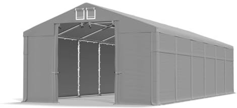 DAS COMPANY Lagerzelt 5x12m wasserdicht grau Zelt 560g/m² PVC Plane hochwertig Zelthalle Winter SD - Zeltgarage - Pavillon - Zeltgarage Winterfest - Lagerzelt Winterfest - Lagerhalle - Winterzelt