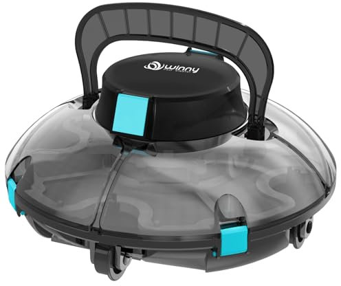 Robot Limpiafondos Piscinas, Aspirador para Piscinas Sin Cable, Diseño Transparente, Potente Succión, Ideal para Piscinas Elevadas de hasta 50㎡