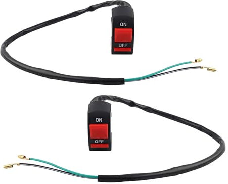 Chelhead 2 Pièce Moto Guidon Interrupteur On Off Bouton conversion pour moto ou vélo Convient aux guidons de 22mm 2 fils