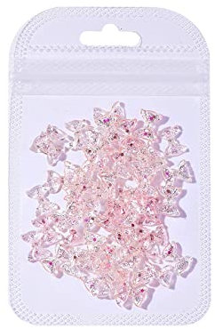 Nail Gems Nail Stuff Flash Transparent Bowknot Nail Diamond Jewelry Gold Silver Aluminum Foil Creative Diy Nail Accessories Nail Shop For Woman Nail Charms Nail Art (Pink, One Size)