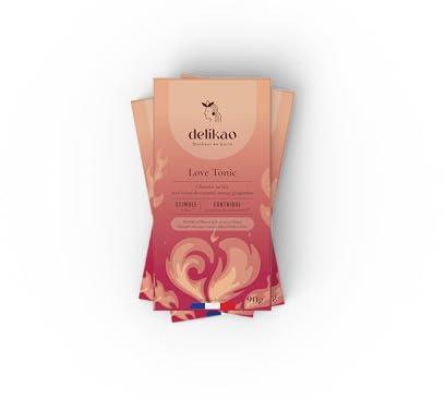 DELIKAO - LOVE TONIC – Lot 3 Tablette de Chocolat au Lait Gourmand 90 g – Caramel et gingembre – Fabriqué en France - Chocolat Premium à Offrir pour un Moment de Plaisir à Deux