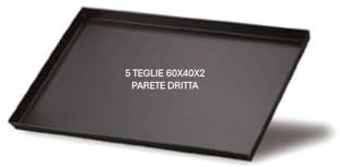 SET 5 TEGLIE PROFESSIONALI RETTANGOLARI DA FORNO IN FERRO BLU, PER PIZZA, DIMENSIONI 60X40 PARETE DRITTA H.2 CM SENZA X SUL FONDO (5XGT60402)