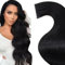 LaaVoo Schwarz Tape in Extensions Echthaar Invisible Tapes Extensions Echthaar Remy Menschenhaar Schwarz Glue in Echthaar Extensions Tape Haarverlängerung Tapes Glatt 100g #1 45cm 40pcs
