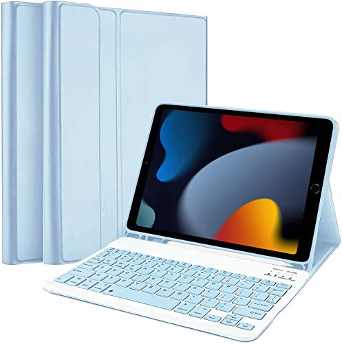 Ducerta Ipad 9th Generation Case with Keyboard, 10.2 Inch Ipad Keyboard Case for (2021)/8th Gen(2020)/ 7th Gen(2019), ipad Air 3/ipad Pro 10.5 Bluetooth Keyboard for Ipad (Blue)