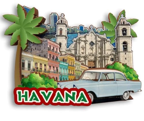 Havanna Kuba 3D-Kühlschrankmagnet aus Holz, Stadt, Reise, Souvenir, Kühlschrank-Aufkleber, Zuhause, Küche, Whiteboard-Dekoration