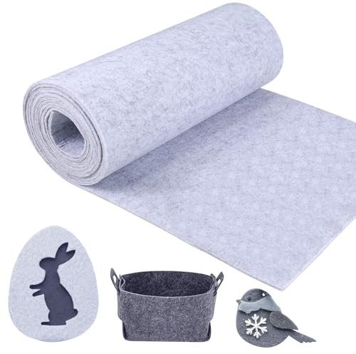 ihaspoko Filzstoff - 30cm x 300cm Meterware Bastelfilz - 3mm Dicke Dekofilz Filzstoff - für DIY Filzunterlage Patchwork Handwerk Filzstoff (Aschfarben)