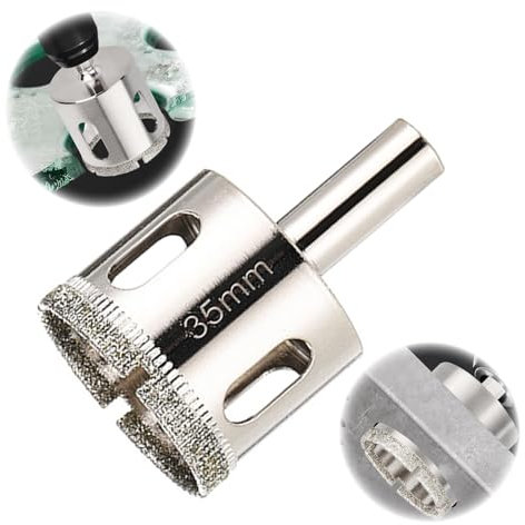 Tkxjry Broca de 35 mm, broca de porcelana, broca de diamante para azulejos, granito y mármol, broca de fibra de diamante, broca de cristal para cerámica, porcelana, azulejos, mármol, granito, cuarzo