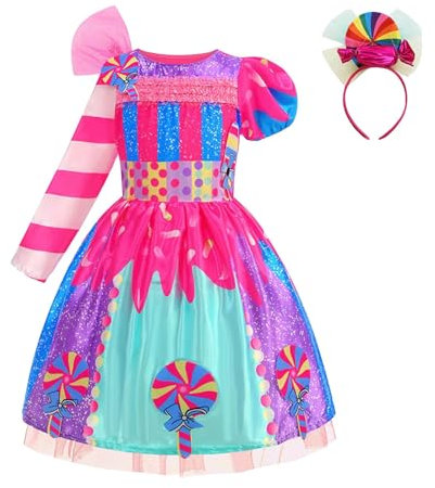 Lutscher Süssigke Kleid Mädchen Lollipop Kostüm für Rollenspiel Candy Prinzessin Kleid märchenhafte Welt Allerheiligen Party Kleid Karneval Kostüm Geschenke Mädchen