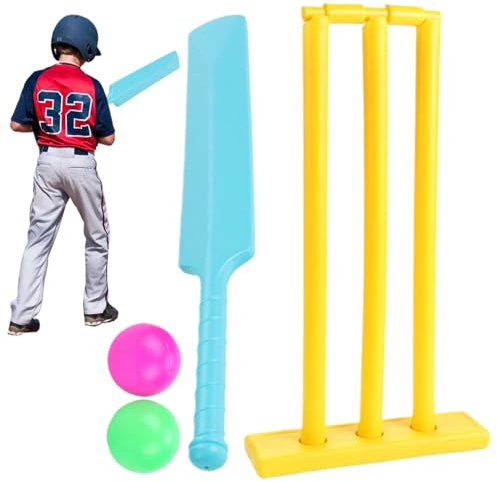 Cricket -Sets, Kinder -Cricket -Set, Cricket -Kit mit ABS -Cricket -Fledermaus, Cricket -Stümpfen, 2 Balls Eltern -Kind -Interaktionsspiel für Garden Beach Home Cricket -Ausrüstung für Kinder im Alt