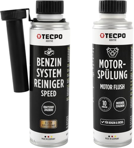 TECPO Detergente per sistema a benzina Speed ESTER 300 ml + additivo per lavaggio motore 300 ml – pulizia efficace per motori a benzina e diesel, rimuove i depositi, protegge e prolunga la durata